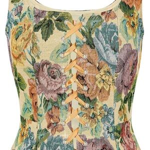 Floral Corset Top with Lace-Up Detail